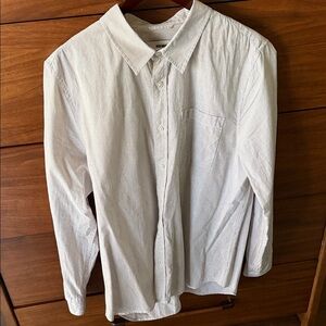 Buck Mason White/ grey Pinstripe Button Down Shirt